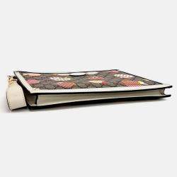 Pre Owned Gucci Beige Brown Coated canvas Les Pommes Pouch