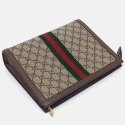 مملوكة مسبقًا حقيبة كلاتش غوتشي أوفيديا جلد بني وبيج وبي في سي