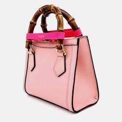 Pre Owned Gucci Pink Leather Diana Tote and Shoulder Bag