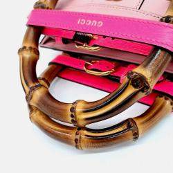 Pre Owned Gucci Pink Leather Diana Tote and Shoulder Bag