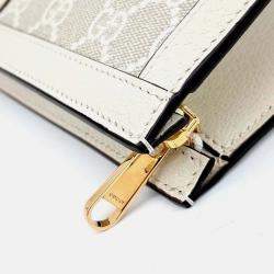 Pre Owned Gucci Beige Leather and Coated canvas Ophidia Clutch