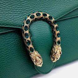 Pre Owned Gucci Green Leather Dionysus Chain Shoulder Bag
