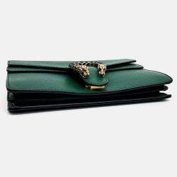 Pre Owned Gucci Green Leather Dionysus Chain Shoulder Bag