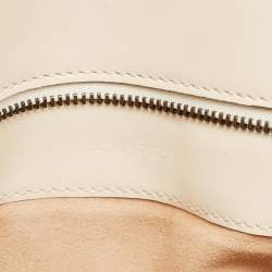 Pre Owned Gucci Off White Matelassé Leather Medium GG Marmont Shoulder Bag