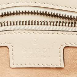 Pre Owned Gucci Off White Matelassé Leather Medium GG Marmont Shoulder Bag