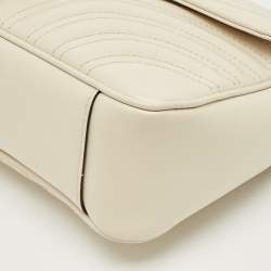 Pre Owned Gucci Off White Matelassé Leather Medium GG Marmont Shoulder Bag