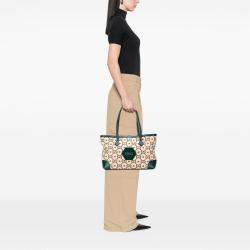 Pre Owned Gucci Brown 100th Anniversary Medium GG Canvas Embroidered Flower Ophidia Tote