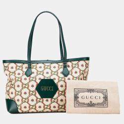 Pre Owned Gucci Brown 100th Anniversary Medium GG Canvas Embroidered Flower Ophidia Tote