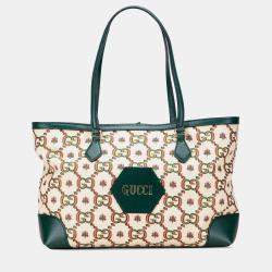 Pre Owned Gucci Brown 100th Anniversary Medium GG Canvas Embroidered Flower Ophidia Tote