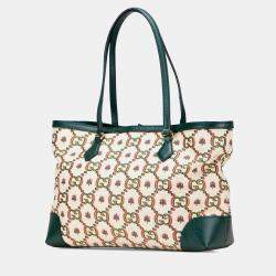 Pre Owned Gucci Brown 100th Anniversary Medium GG Canvas Embroidered Flower Ophidia Tote