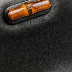 Pre Owned حقيبة غوتشي بامبو جلد عجل أسود نايت