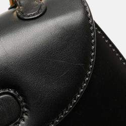 Pre Owned حقيبة غوتشي بامبو جلد عجل أسود نايت