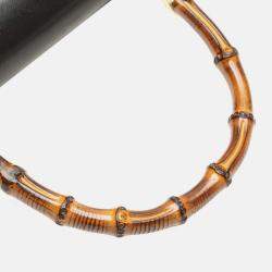 Pre Owned حقيبة غوتشي بامبو جلد عجل أسود نايت