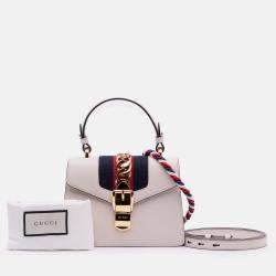 Pre Owned Gucci White Mini Calfskin Sylvie Satchel