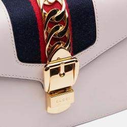 Pre Owned Gucci White Mini Calfskin Sylvie Satchel