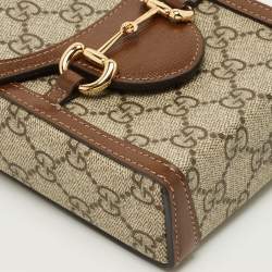 مملوكة مسبقًا حقيبة كروس بودي صغيرة هورسبيت 1955 قماش جي جي سوبريم بني/بيج غوتشي