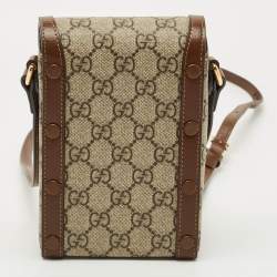 مملوكة مسبقًا حقيبة كروس بودي صغيرة هورسبيت 1955 قماش جي جي سوبريم بني/بيج غوتشي