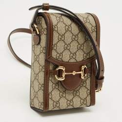 مملوكة مسبقًا حقيبة كروس بودي صغيرة هورسبيت 1955 قماش جي جي سوبريم بني/بيج غوتشي