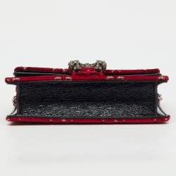 مملوكة مسبقًا حقيبة كتف غوتشي Dionysus سوبر ميني جلد بقرص مخملي GG أسود/أحمر