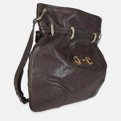 Pre Owned Gucci Brown Calfskin Leather 1955 Horsebit Cinch