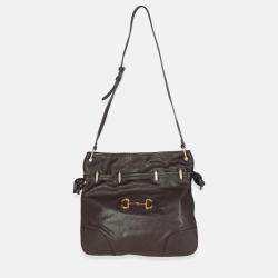 Pre Owned Gucci Brown Calfskin Leather 1955 Horsebit Cinch
