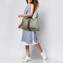 Pre Owned Gucci Beige/Ebony GG Supreme Canvas and  Leather Medium Jackie 1961 Shoulder Bag