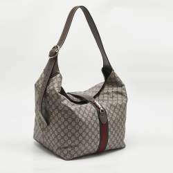 Pre Owned Gucci Beige/Ebony GG Supreme Canvas and  Leather Medium Jackie 1961 Shoulder Bag