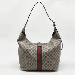 Pre Owned Gucci Beige/Ebony GG Supreme Canvas and  Leather Medium Jackie 1961 Shoulder Bag