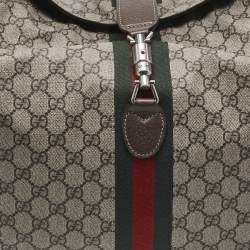 Pre Owned Gucci Beige/Ebony GG Supreme Canvas and  Leather Medium Jackie 1961 Shoulder Bag