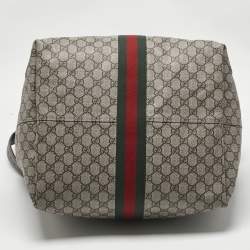 Pre Owned Gucci Beige/Ebony GG Supreme Canvas and  Leather Medium Jackie 1961 Shoulder Bag