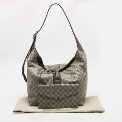 Pre Owned Gucci Beige/Ebony GG Supreme Canvas and  Leather Medium Jackie 1961 Shoulder Bag