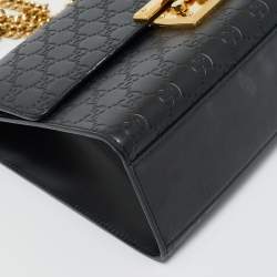 Pre Owned Gucci Black Guccissima Leather Medium Padlock Shoulder Bag