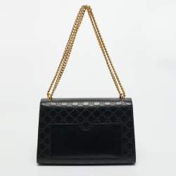 Pre Owned Gucci Black Guccissima Leather Medium Padlock Shoulder Bag