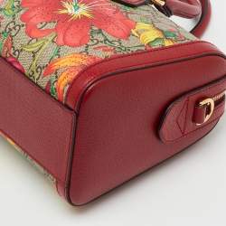 Pre Owned Gucci Multicolor GG Supreme Canvas and Leather Flora Web Medium Ophidia Boston Bag