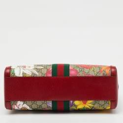 Pre Owned Gucci Multicolor GG Supreme Canvas and Leather Flora Web Medium Ophidia Boston Bag