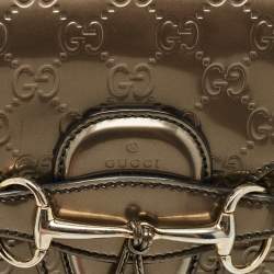 Pre Owned Gucci Metallic Guccissima Patent Leather Large Emily Chain Shoulder Bag