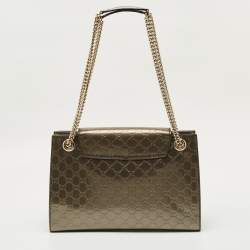 Pre Owned Gucci Metallic Guccissima Patent Leather Large Emily Chain Shoulder Bag