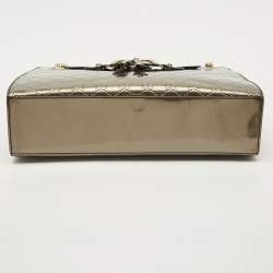 Pre Owned Gucci Metallic Guccissima Patent Leather Large Emily Chain Shoulder Bag