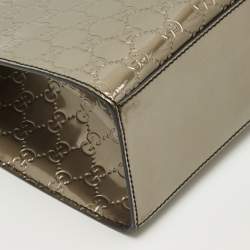 Pre Owned Gucci Metallic Guccissima Patent Leather Large Emily Chain Shoulder Bag