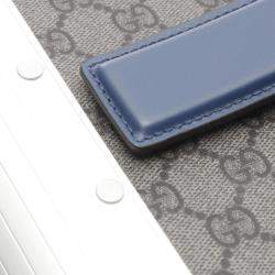 Pre Owned Gucci Gg Supreme Beauty Case Coated Canvas Handbag Gray And Silver