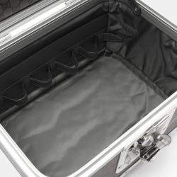 Pre Owned Gucci Gg Supreme Beauty Case Coated Canvas Handbag Gray And Silver