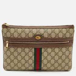 Pre Owned Gucci Brown/Beige GG Supreme Canvas Ophidia Pouch