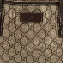 مملوكة مسبقًا حقيبة تسوق يد بسحاب غوتشي كانفاس GG سوبريم بني/بيج
