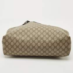 مملوكة مسبقًا حقيبة تسوق يد بسحاب غوتشي كانفاس GG سوبريم بني/بيج