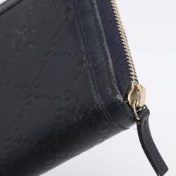 Pre Owned Gucci Navy Blue Guccissima Leather Sukey Zip Around Wallet