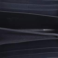 Pre Owned Gucci Navy Blue Guccissima Leather Sukey Zip Around Wallet