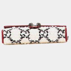 مملوكة مسبقًا محفظة سلسلة ديونيسوس غوتشي جي جي تويد أحمر/أبيض