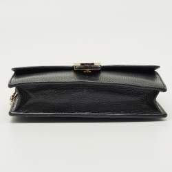 Pre Owned Gucci Black Leather Interlocking G Wallet On Chain