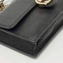 Pre Owned Gucci Black Leather Interlocking G Wallet On Chain