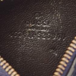 Pre Owned Gucci Navy Blue Leather Ghost Coin Zip Card Holder